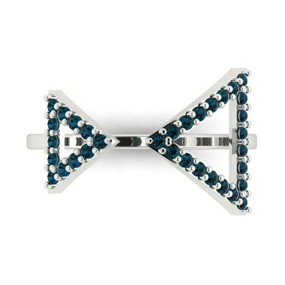 Statement Engagement Ring for Women - 0.2475ct Natural London Blue Topaz in 18K White Gold Promise Ring