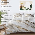 thumbnail image 4 of Marble Grey White Bedding 3 Piece Duvet Cover Set Queen Size, Abstract Cracked Crystal Gold Lines Soft Microfiber Comforter Cover with Zipper Closure & Pillowcases, FadeResistant Quilt Cover, 4 of 9