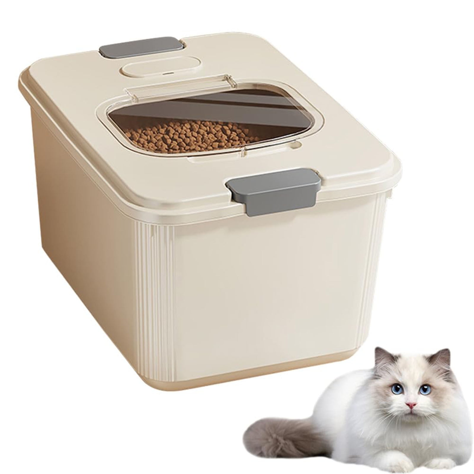 Airtight Food Storage Container for Dogs and Cats with Clear Lid and Measuring Cup for Baking Supplies Flour Rice Pantry Storage Cereal Organizing