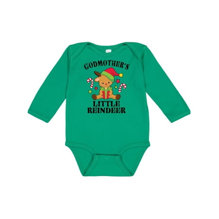 

Inktastic Christmas Godmother s Little Reindeer with Candy Canes Gift Baby Boy or Baby Girl Long Sleeve Bodysuit