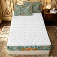 thumbnail image 4 of Erosebridal Teal Victorian Floral Zipper Twin Comforter Sets with Fitted Sheet and 2 Pillowcases for Women Girls, Mandala Leaf Print Zipper Bedding Set, Reversible, 4 Pieces, 4 of 7