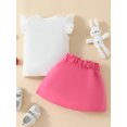 thumbnail image 4 of Suealasg Toddler Girls Outfits Strawberry Bunny Letter Print Crew Neck Fly Sleeve T-Shirts Tops and Buttons Skirts Infant Baby Girls 2 Piece Summer Clothes Set, 4 of 9