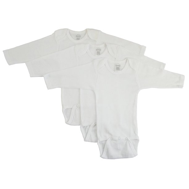 Bambini Bambini White Long Sleeve Bodysuits, 3pk (Baby Boys Or Baby