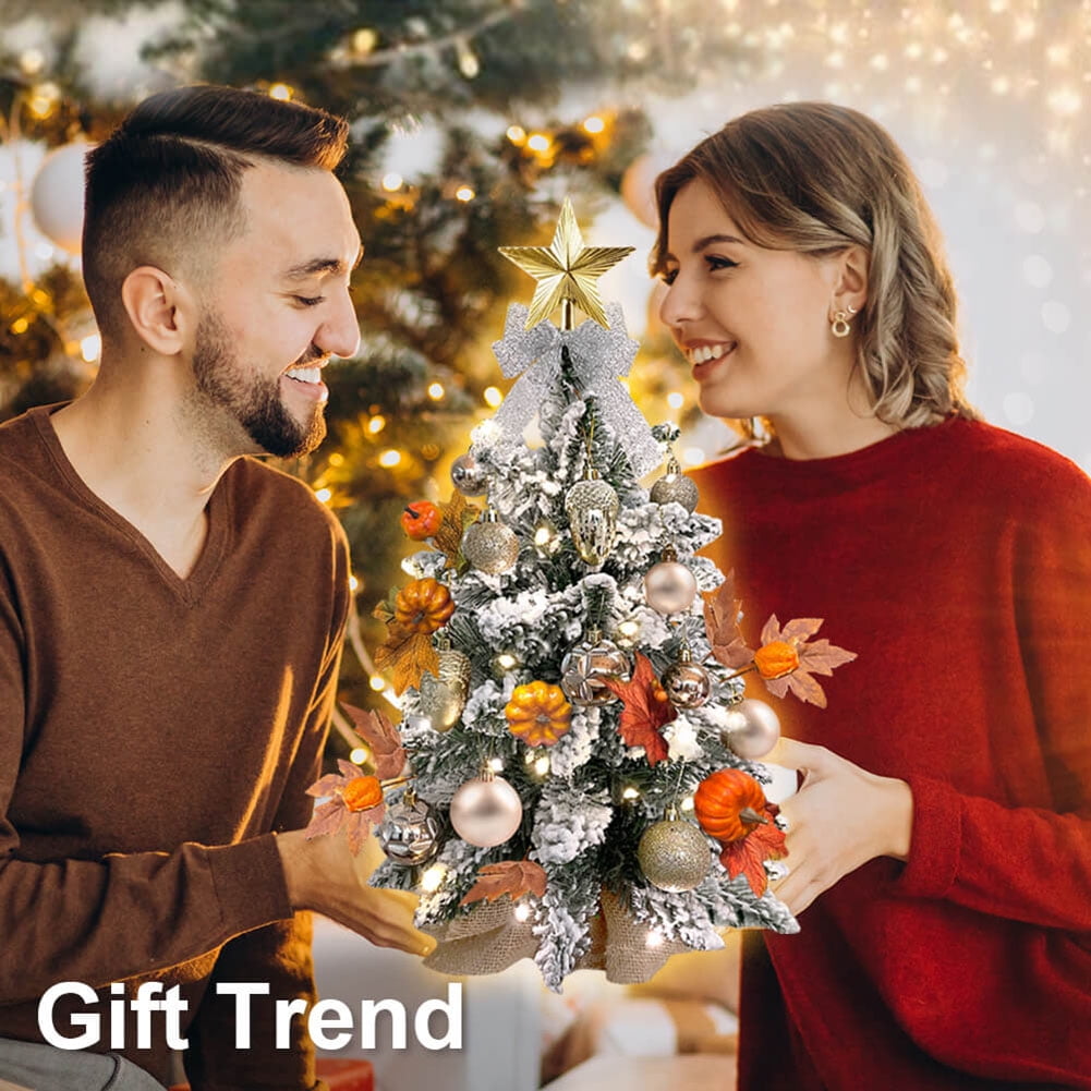 Kadyn Small Christmas Tree, 2ft Mini Christmas Tree, Artificial Small Desktop Xmas Tree with Tree Ornaments, for Christmas Thanksgiving Decorations-D Kadyn Small Christmas Tree, 2ft Mini Christmas Tree, Artificial Small Desktop Xmas Tree with Tree Ornaments, for Christmas Thanksgiving Decorations-D