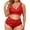 Red, variant on Bra Brief Sets Plus Size Floral Lace V Neck High Waist 2 Piece Set Without Underwire for Women Green M