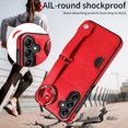 thumbnail image 4 of Allytech Wallet Case for Samsung Galaxy A14 5G, [Card Slot] [Ring Buckle] [Adjustable Wristband with Snap Buckles] Premium PU Leather Kickstand Shockproof Case Cover for Women Men - Red, 4 of 10