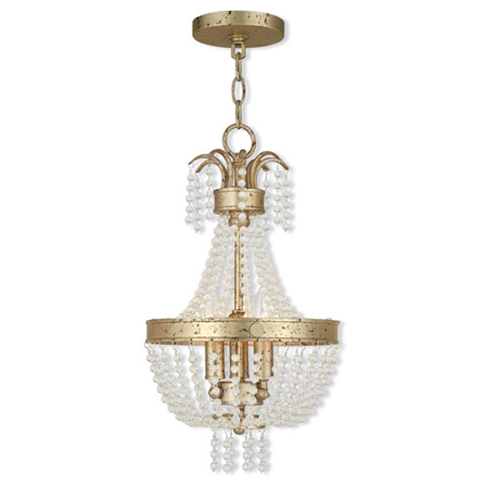 

Pendants Porch 3 Light With Clear Crystals Hand Applied Winter Gold size 10 in 180 Watts - World of Crystal