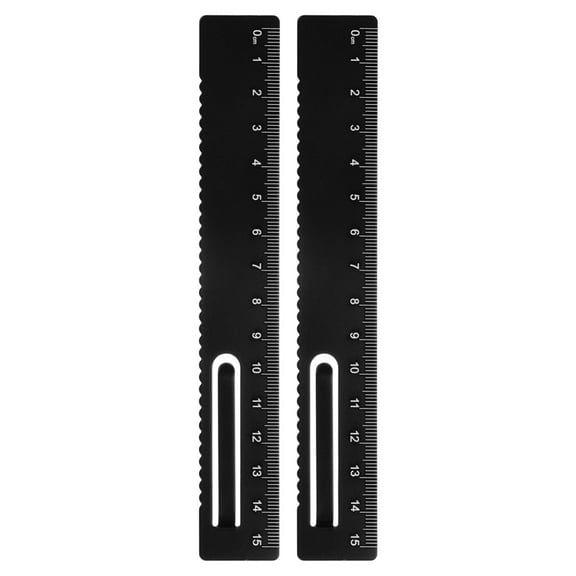 Uxcell 2pcs Straight Ruler 15cm Metric Metal Aluminum Alloy Measuring Bookmark Clip Ruler Scale Tool for Measure Study Reading Classroom Office, Black