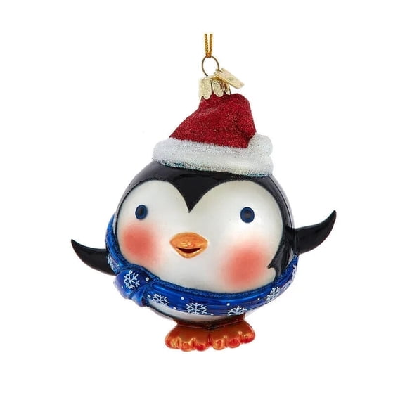 Kurt Adler Nobel Gems Collection Glass Christmas Ornament, Roly Poly Penguin