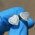 thumbnail image 3 of Real Solid Sterling Silver Hearts Iced Women's Earrings Heart Shaped CZ Screw Back 925 Stamp Micro Pave, 3 of 7