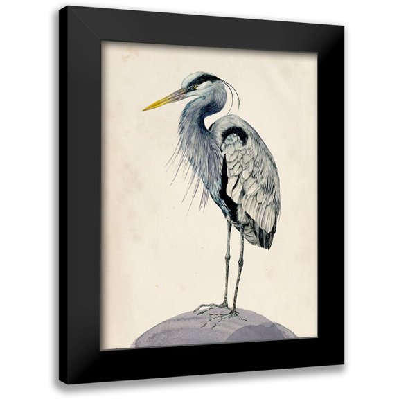Wang, Melissa 12x14 Black Modern Framed Museum Art Print Titled - Blue Heron Rendering II