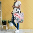 thumbnail image 4 of FORMRS Womens Canvas Tote Bag with Zipper Inner Pocket Shoulder Handbag, Flowers and Leaves, 4 of 7