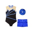 thumbnail image 3 of Jizyo Girls Tumbling Outfits Biketards with Shorts Gymnastics Leotards 4-16 Years Sports Workout Royal Blue 4, 3 of 7