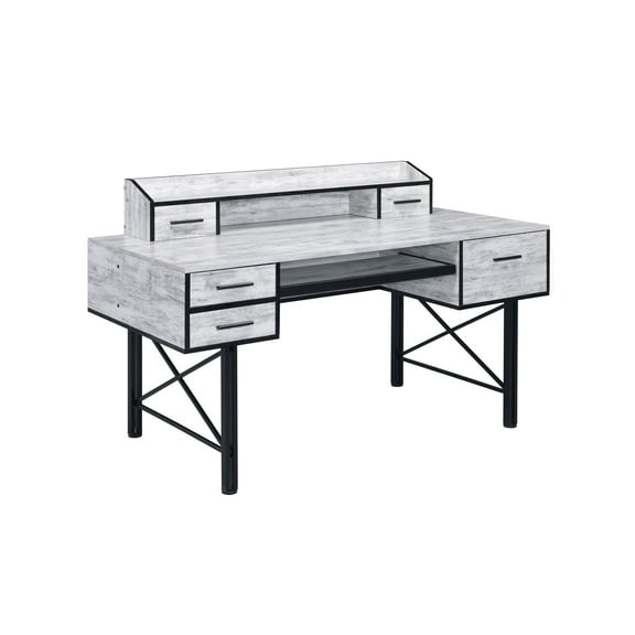 Newboti Furniture Antique White And Black 5-Drawer Computer Desk 0921