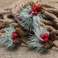 thumbnail image 4 of CHUANK 10 Pcs Centre de Table Tiges de Baies Rouges Factices Branche de Pin Pommes de Pin Perles Transparentes pour Centre de Table de Noël, 4 of 8