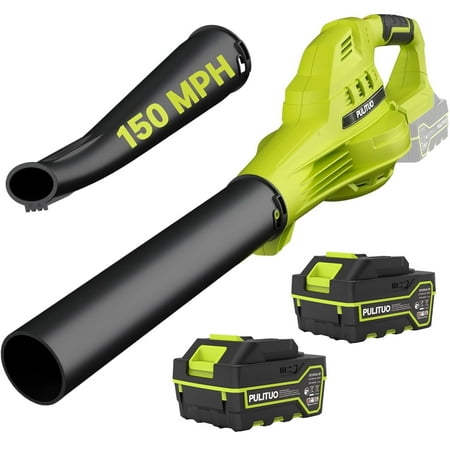 Pulituo 20V Cordless Leaf Blower, 2×4.0Ah Batteries & Charger, 150MPH, 3 Speeds, Long Runtime, Lightweight Yard Blower for Large Yards