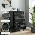 thumbnail image 5 of HSUNNS 5 Drawer Dresser for Bedroom, Chest of Drawers for Bedroom, Storage Cabinet Nightstand Dresser Organizer with Modern Design, Closet, Black, 5 of 11
