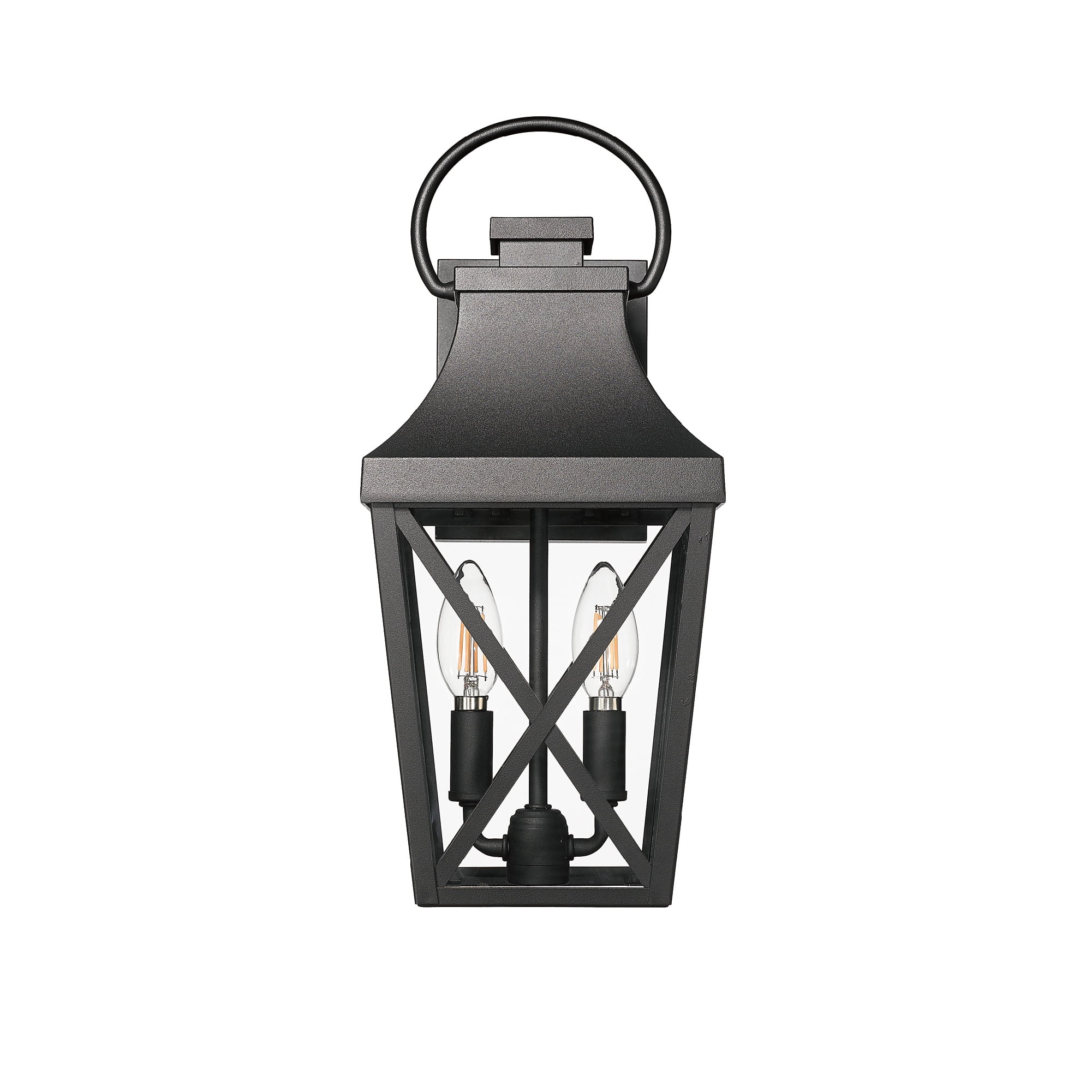 Outdoor Wall Lights, 1 Pack Waterproof Matte Black Glass Wall Sconce Lamp for Garage Patio Porch Yard Decor, Black