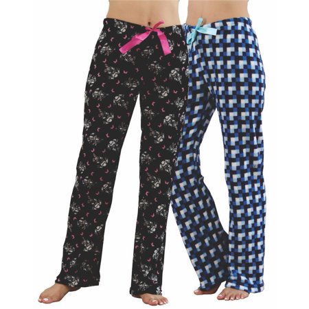 

2pk Women s Soft Plush Fleece Draw String Pajama Sleep Pants