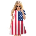 thumbnail image 3 of Zanarzt Infant Toddler Girl 4th Of July Outfit 4th of July Dress forToddler Baby Girl Star Stripes Print Short Sleeve Shirt Dresses Kids Independence Day Clothes Red,5-6 Years, 3 of 5