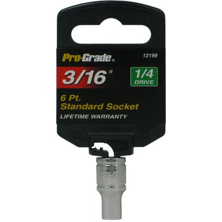 

Pro Grade 1/4 Drive 3/16 Standard Socket 6 Point Chrome Vanadium Steel 12199