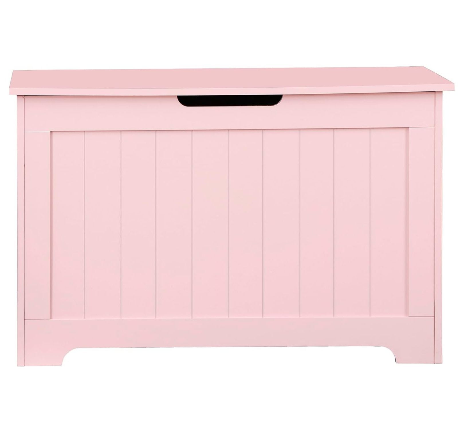 30'' Toy Box Storage Chest Trunk for Boys Girls Kids, Wooden Storage Bench Organizer Box Shoe Blanket Chest, w/2 Safety Hinges, for Living Room, Bedroom, Entryway, Pink