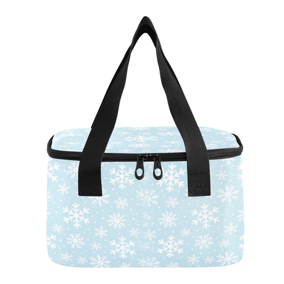 6L Insulated Lunch Bag Square Handheld Cooler Tote Seasonal Winter Snowflake Pattern Reusable Thermal Bag with Polyester & Aluminum Lining for Work Picnic Travel