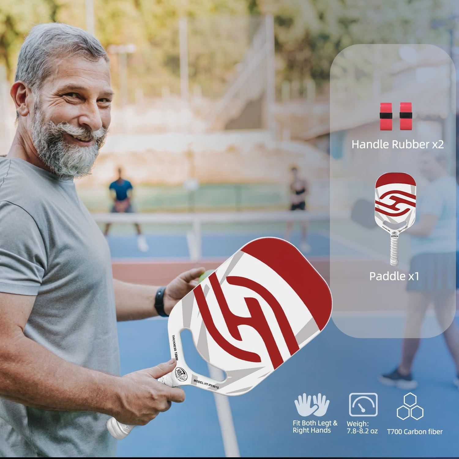 Pickleball Paddles | T700 Carbon Fiber Paddle With Aero Throat Hot-press Moulding 16mm Polymer Core Specifically Engineered For Swing Speed And Manoeuvrability