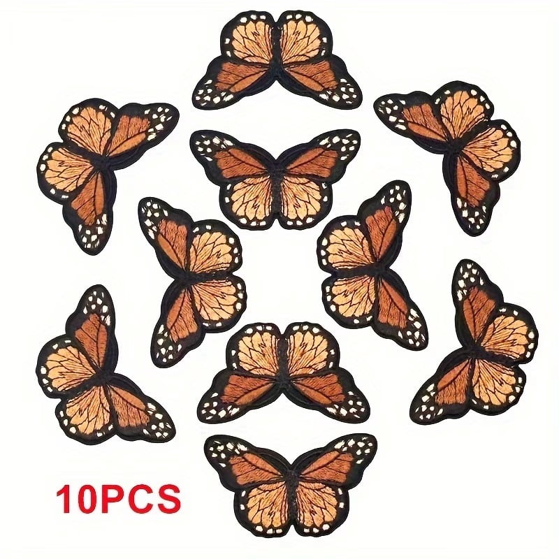 Iron on Patches Set for Clothes - Big and Little Butterfly Embroidery Stickers for Jackets and Apparel