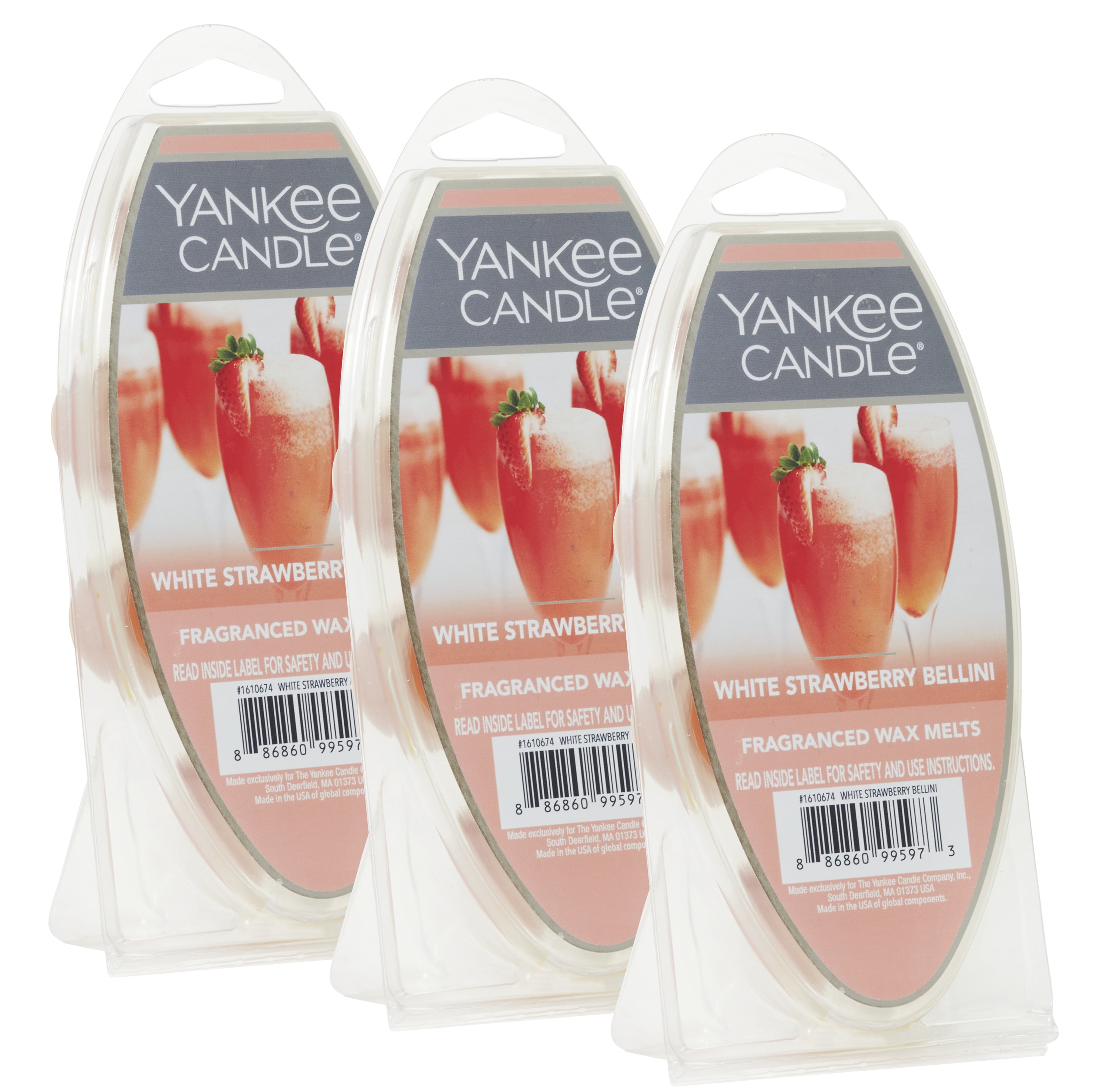 Yankee Candle White Strawberry Bellini Wax Melts, 3 Pack