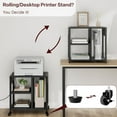 thumbnail image 4 of Support d'Imprimante de Bureau Amovible avec Station de Recharge, Chariot d'Imprimante à 3 Niveaux sur Roulettes sous le Bureau avec Tablette de Rangement et Roues, 4 of 6