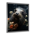 thumbnail image 2 of Designart "Harbor Seal Blooms in Floral Display II" Animals Framed Wall Art - Coastal Black Coastal Animal Entryway Framed Wall Art, 2 of 6