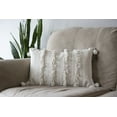 thumbnail image 5 of Foreside Home & Garden White Striped Woven 14x22 Cotton Decorative Throw Pillow with Hand Tied Fringe Poms, 22 x 14 x 5, 5 of 6