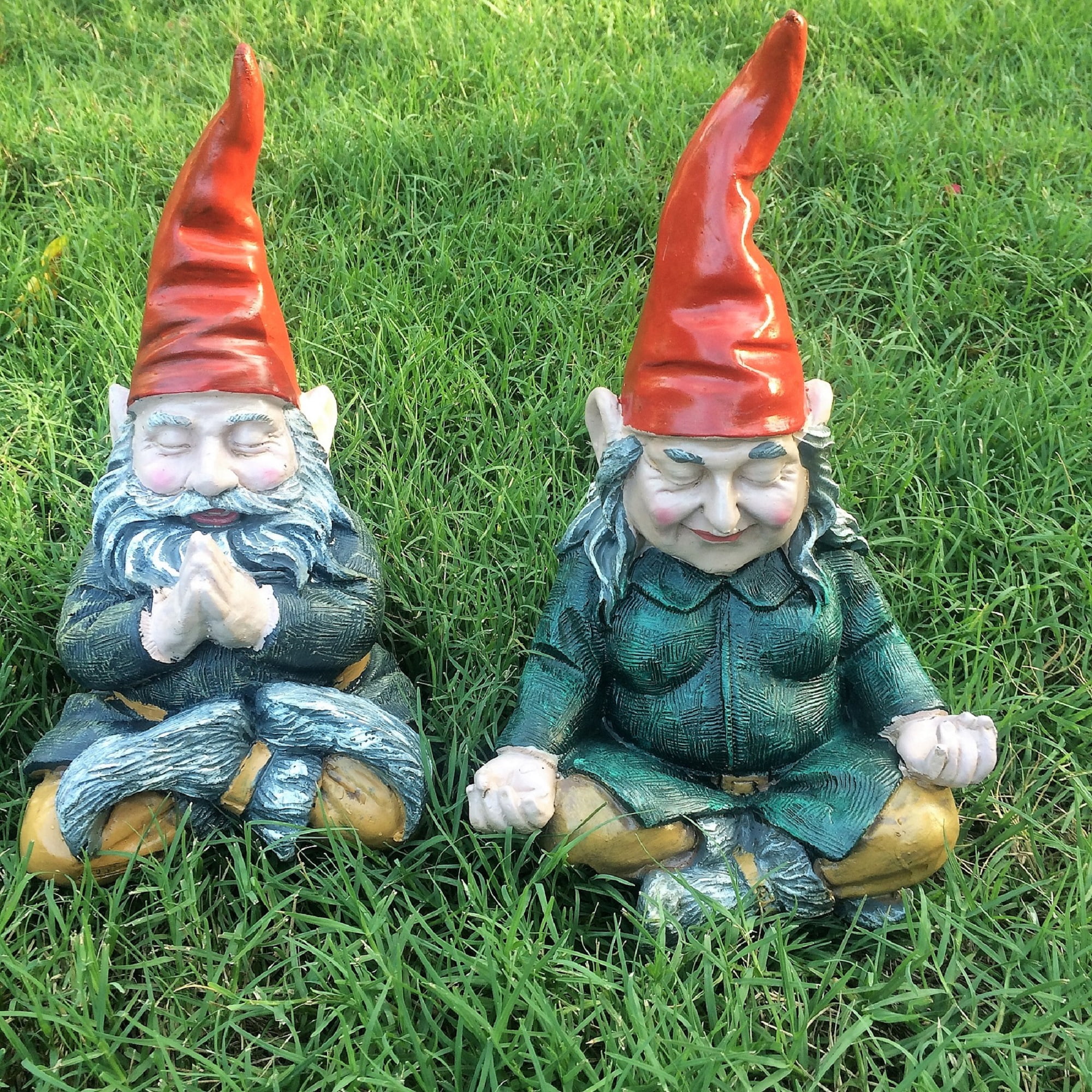 Gnomes of Toad Hollow - Meditating ZEN "Zelda" and "Mordecai" the Yoga Gnomes Home & Garden Gnome Statue 10"H