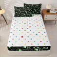 thumbnail image 4 of Manfei Cute Simple Cat Zipper Twin Comforter Sets with Fitted Sheet and 2 Pillowcases, Cartoon Kitten Zipper Bedding Set, Black Green, Polkadot Reversible, 4 Pieces, 4 of 7