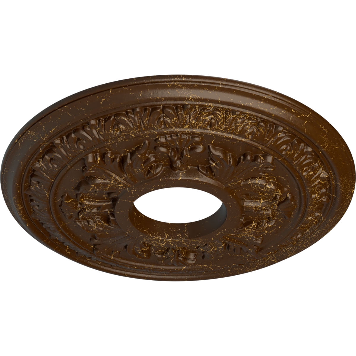 Ekena Millwork 15 3/8"OD x 4 1/4"ID x 1 1/2"P Baltimore Ceiling Medallion (Fits Canopies up to 5 1/2"), Hand-Painted Root Beer Crackle