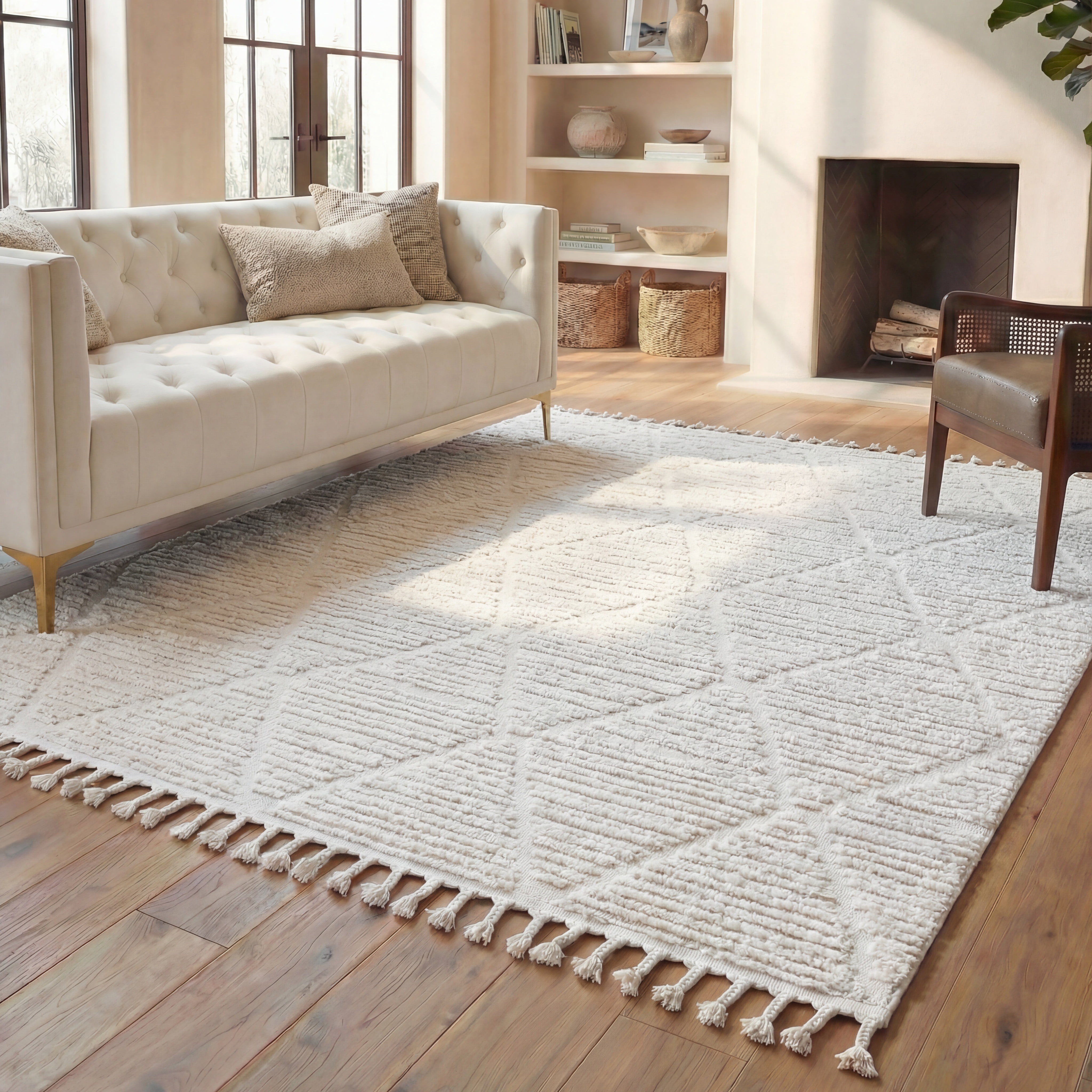 Safavieh Marrakesh Naila Geometric Polyester Area Rug, Beige, 6'6" x 9'