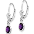 thumbnail image 2 of 14K White Gold Timeless, Fashionable Purple 2 23 Mm 6X4Mm Oval Amethyst/February Earrings, 2 of 4