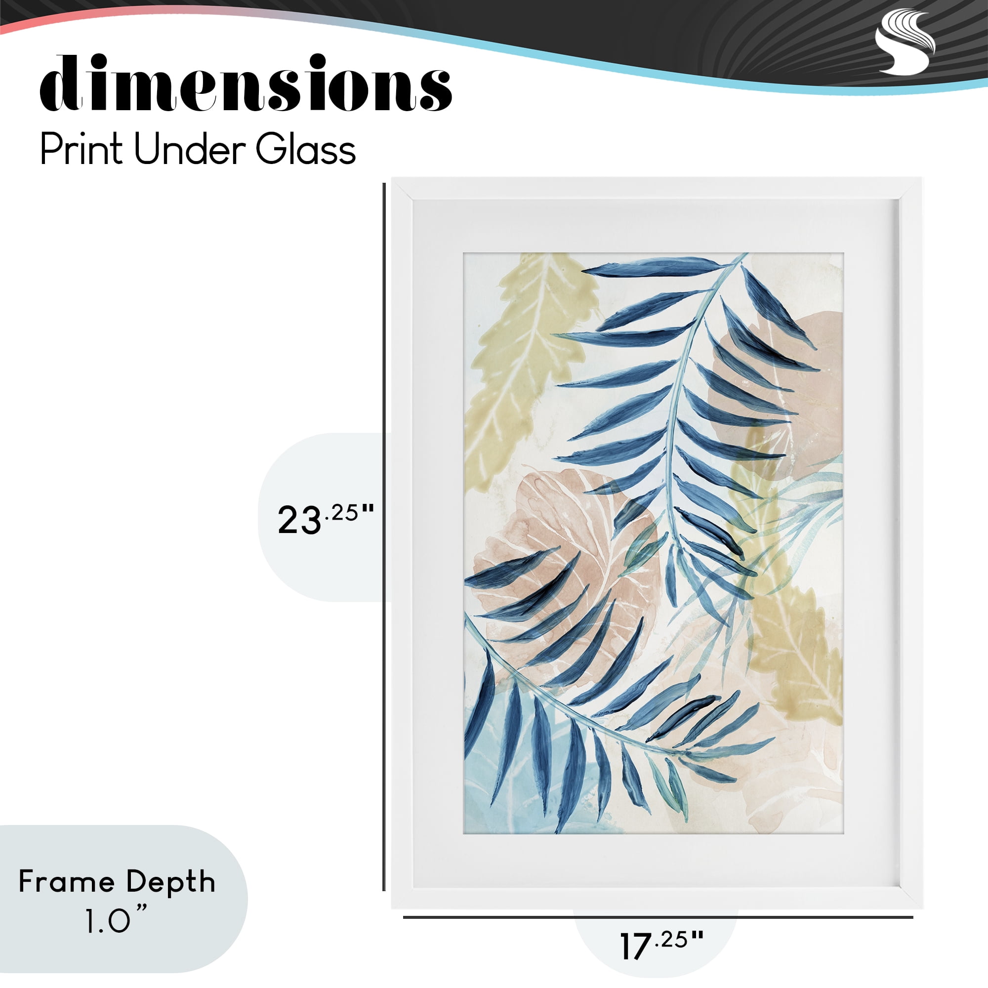 Stupell Industries Palm Fronds in Pastel Haze White Framed Print Under Glass, design by Nan