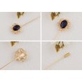thumbnail image 3 of Women's Vintage Golden Metal Hollow Out Design Crystal Rhinestone Pearl Crown Hat Pin 5in Length, Pearl, 3 of 5