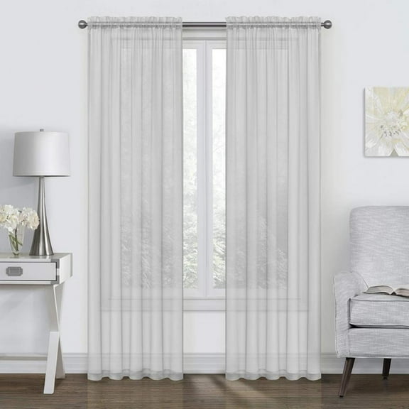 Sheer Curtains Linen Texture Window Panels, Semi Sheer Drapes, 39 x 79, 1 Panel