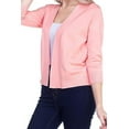 thumbnail image 2 of Cielo 1985 Women's Open Bolero Cardigan Sweater - cropped 3/4 sleeves lightweight - By The Simply Fashion dustypink XL, 2 of 6