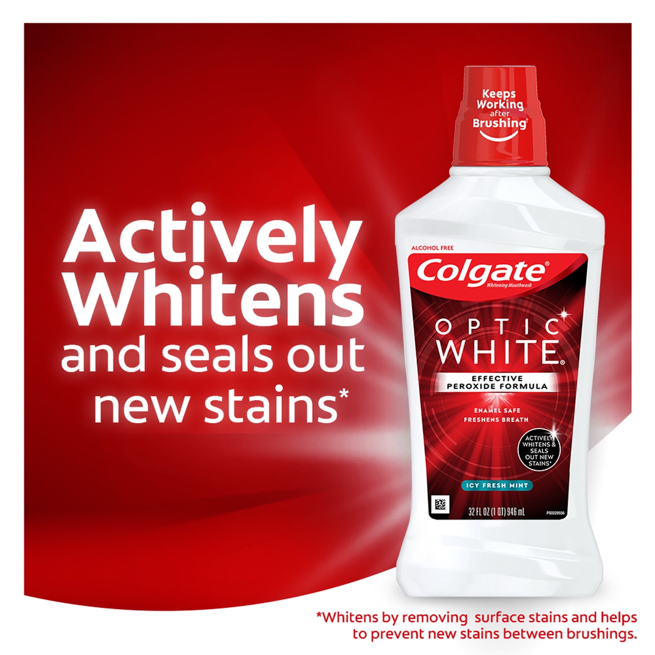 (3 pack) Colgate Optic White Whitening Mouthwash, Fresh Mint, 32 fl oz