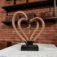 thumbnail image 4 of Double Heart Cross, featuring a brown resin stone base for desktop decoration, 4 of 5