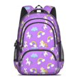thumbnail image 2 of Unicorn and Rainbow Purple Pattern Backpack for School, Cute School Bag with Adjustable Shoulder Straps and Padded Back, 16.9"x12.6"x5.9", 2 of 5