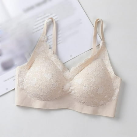 

Stibadium Women Bralette With Latex Pad Breathable Lace Brassiere Push Up Wireless Bra