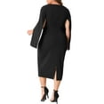thumbnail image 4 of DARING DIVA Plus Size Square Neck Long Sleeve Back Slit Bodycon Dress 1X Black, 4 of 6