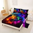 thumbnail image 2 of Erosebridal Modern Headphones Bed Sheets For Boys Kids,Colorful Splashing Ink King Sheets 4-Piece, 2 of 6