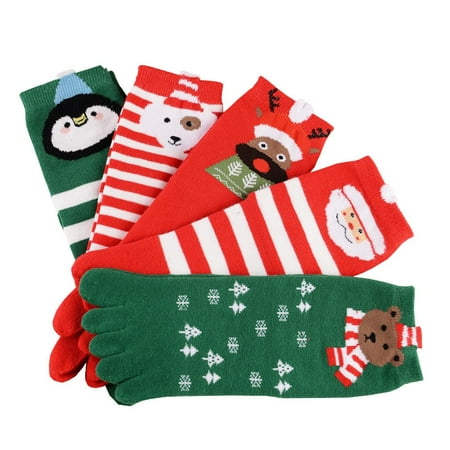 

TESOON 5 Pack Girls Boys Christmas Casual Toe Socks 7-12 Years