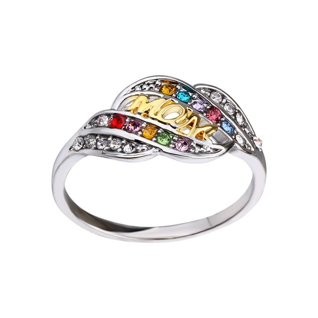 Up to 65% Off Mother's Day Gift Mom Ring Creative Color Matching Mom Ring S impl And Versatile Necklace Rings Earring Jewelry on Clearance